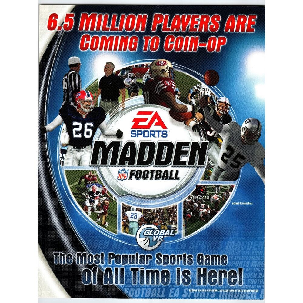 2004 EA Sports Madden NFL Football Arcade Flyer Global VR Promo